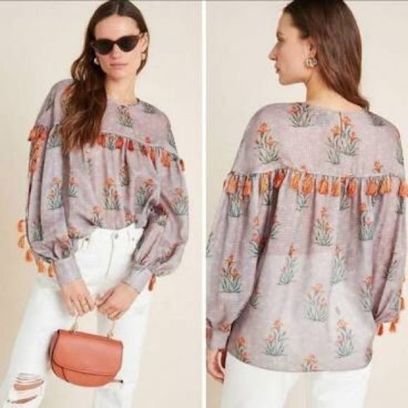 Sachin + Babi Tops - SACHIN + BABI Acacia Tassle Floral Blouse Size S - MAKE OFFER